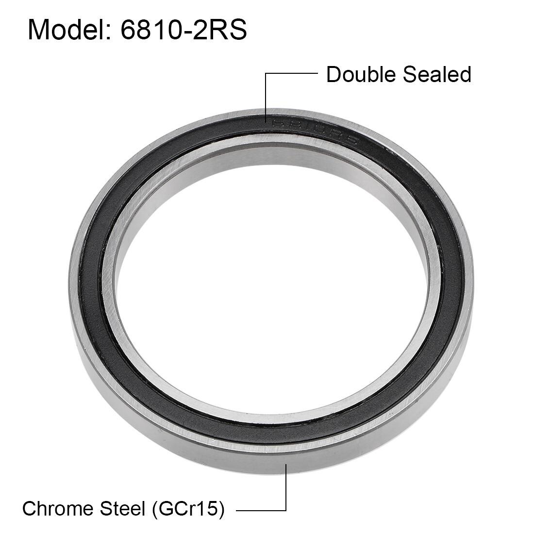 2pcs 6810-2rs Deep Groove Ball Bearings Double Sealed Chrome Steel Z2