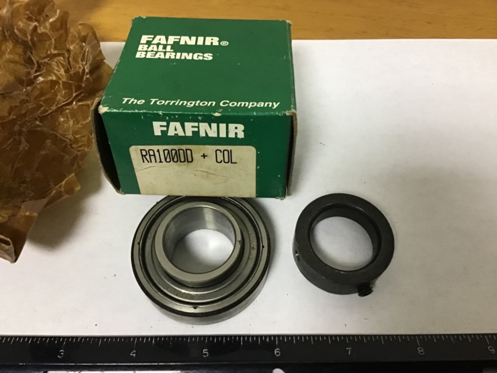 New Fafnir RA100DD + COL Insert Bearing, 1.000” Bore, 52MM OD, .8438″ Width
