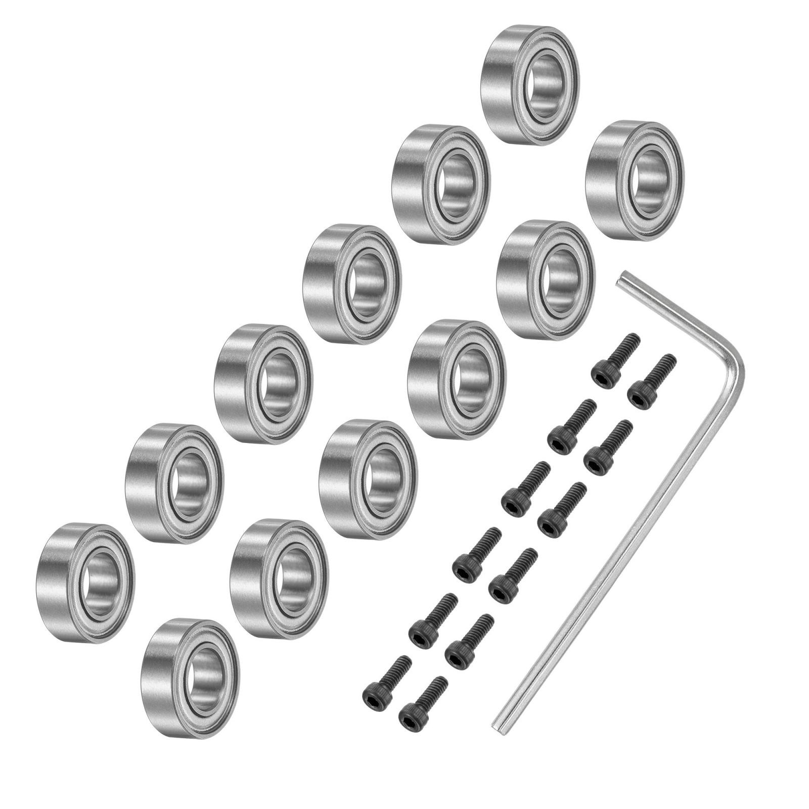 12Pcs Bearing Accessory Kit 3/16″ I.D. 3/8″ OD 1/8″ Thick (#5-40 x 3/8″ Screws)