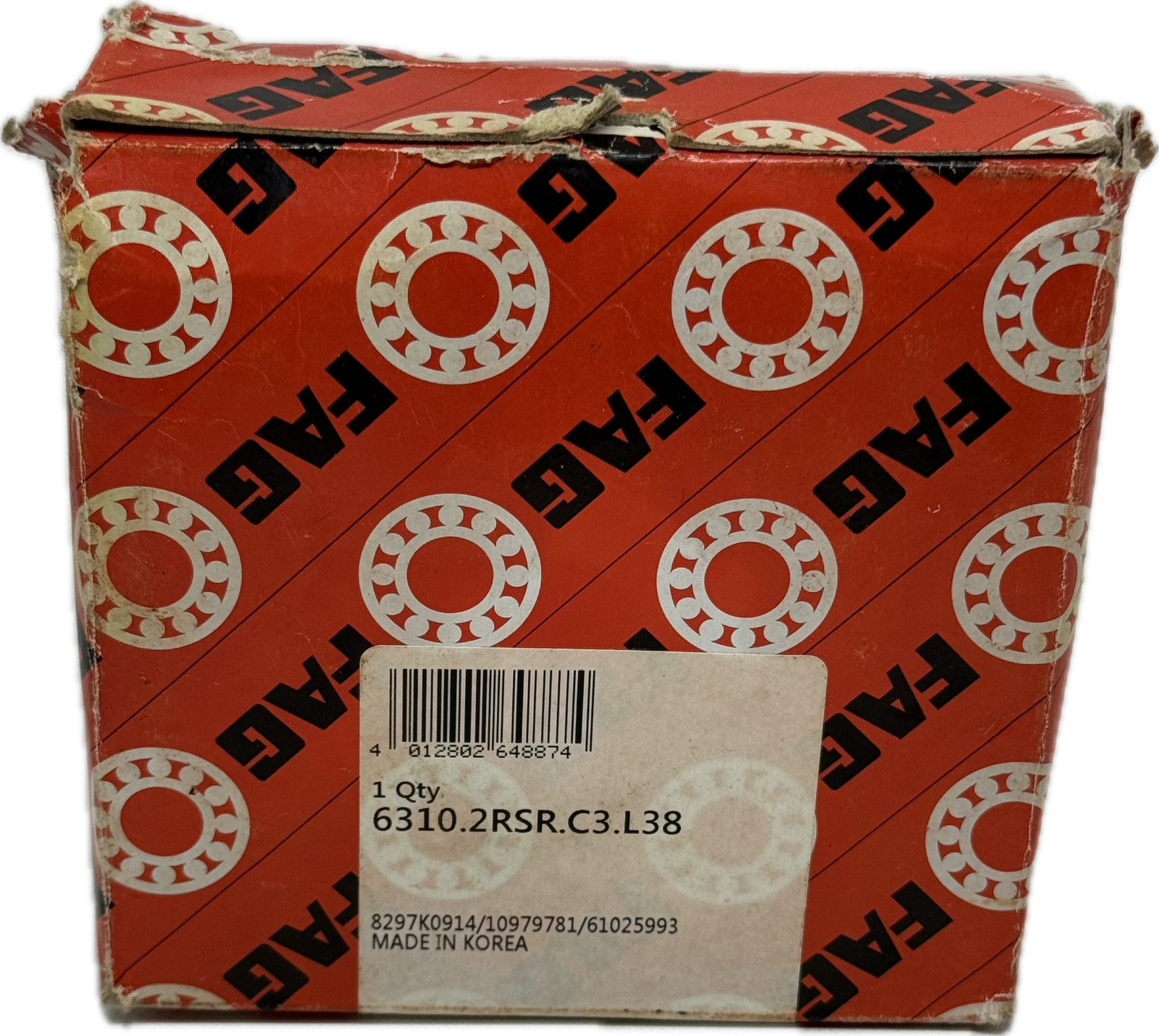 FAG 6310 2RSR C3 L38 NON-INSULATED DEEP GROOVE BALL BEARING 50 X 110 X 27MM NEW