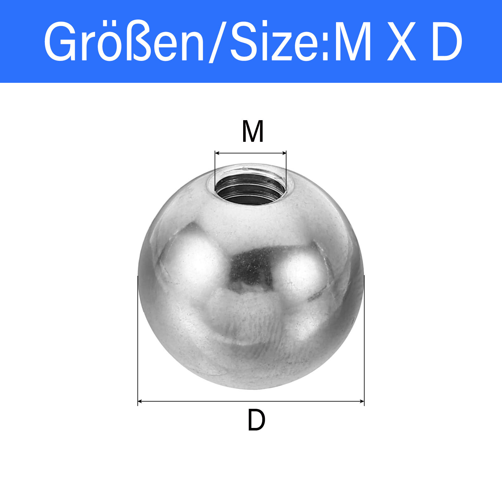 Stainless Steel Ball Bearing With Half Thread M2 M2.5 M3 M4 M5 M6 M8 M10 M12~M20