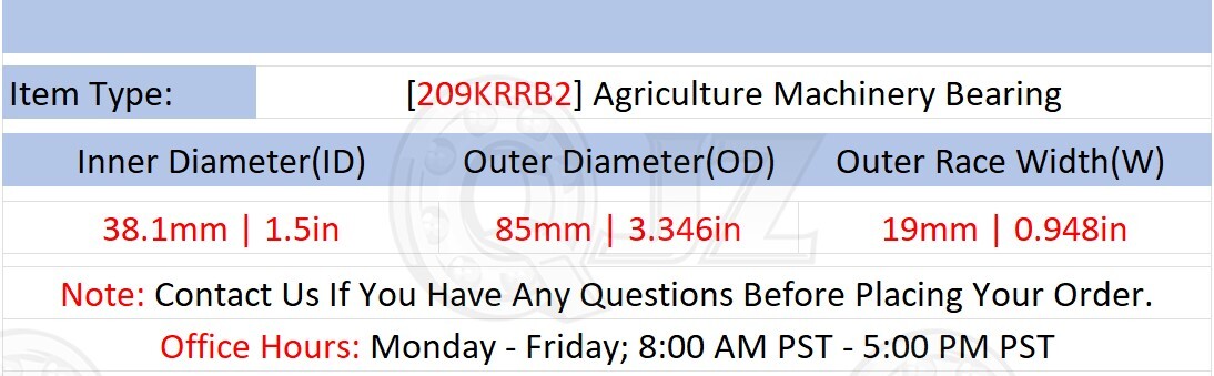 [Qty.4] New 209KRRB2 Agricultural Machinery Bearing [1.5″ ID x 85mm OD x 19mm W]