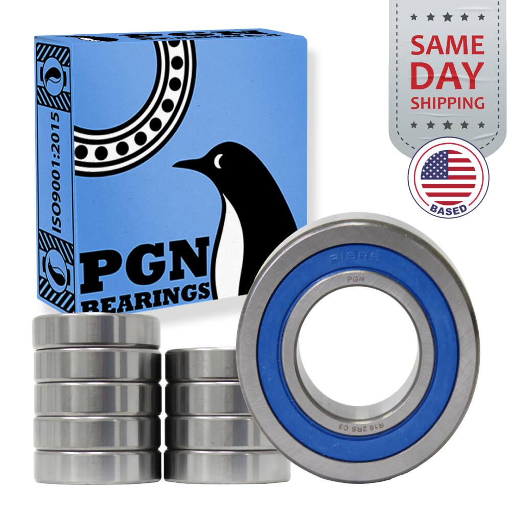 (10) R16-2RS Premium Rubber Seal Ball Bearing C3, 1″x2″x1/2″, R16rs