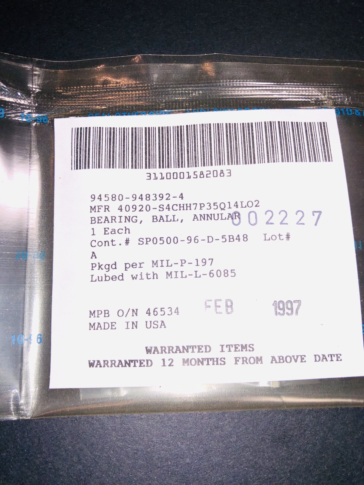 50 New Hampshire Ball Bearings Lot Of 50 948392-4 NSN 3110001582083