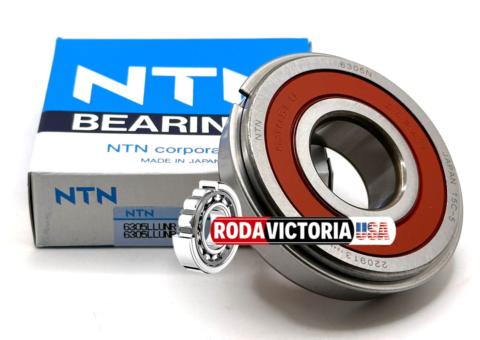 NTN JAPAN 6305LLU NR BALL BEARING, RUBBER SEALED + SNAP RING 6305 2RS NR