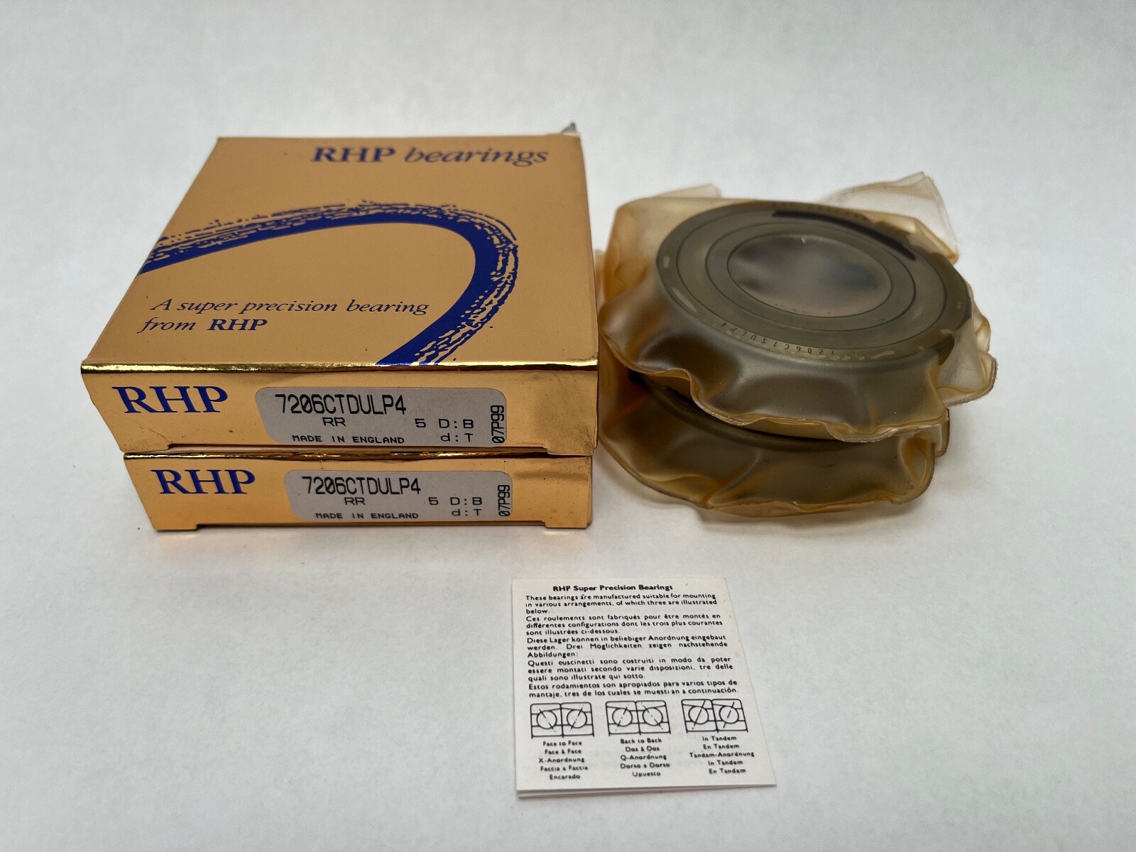 RHP 7206CTDULP4 Angular Bearing 30x62x16 mm 7206-C-T-DUL-P4 England 2 Pcs