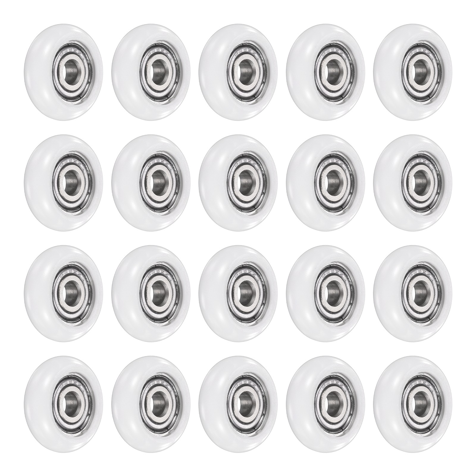 20Pcs 5x22x7mm Metal Shielded (GCr15) Chrome Steel Bearing+POM Guide, White