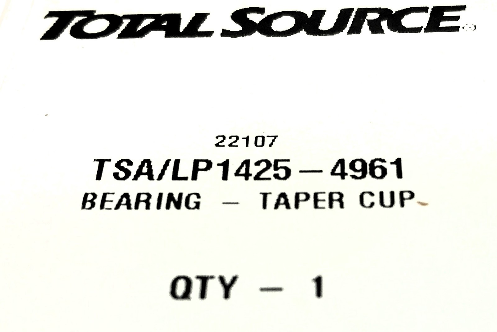 Total Source Tapered Roller Bearing Cup LP1425-4961 NOS