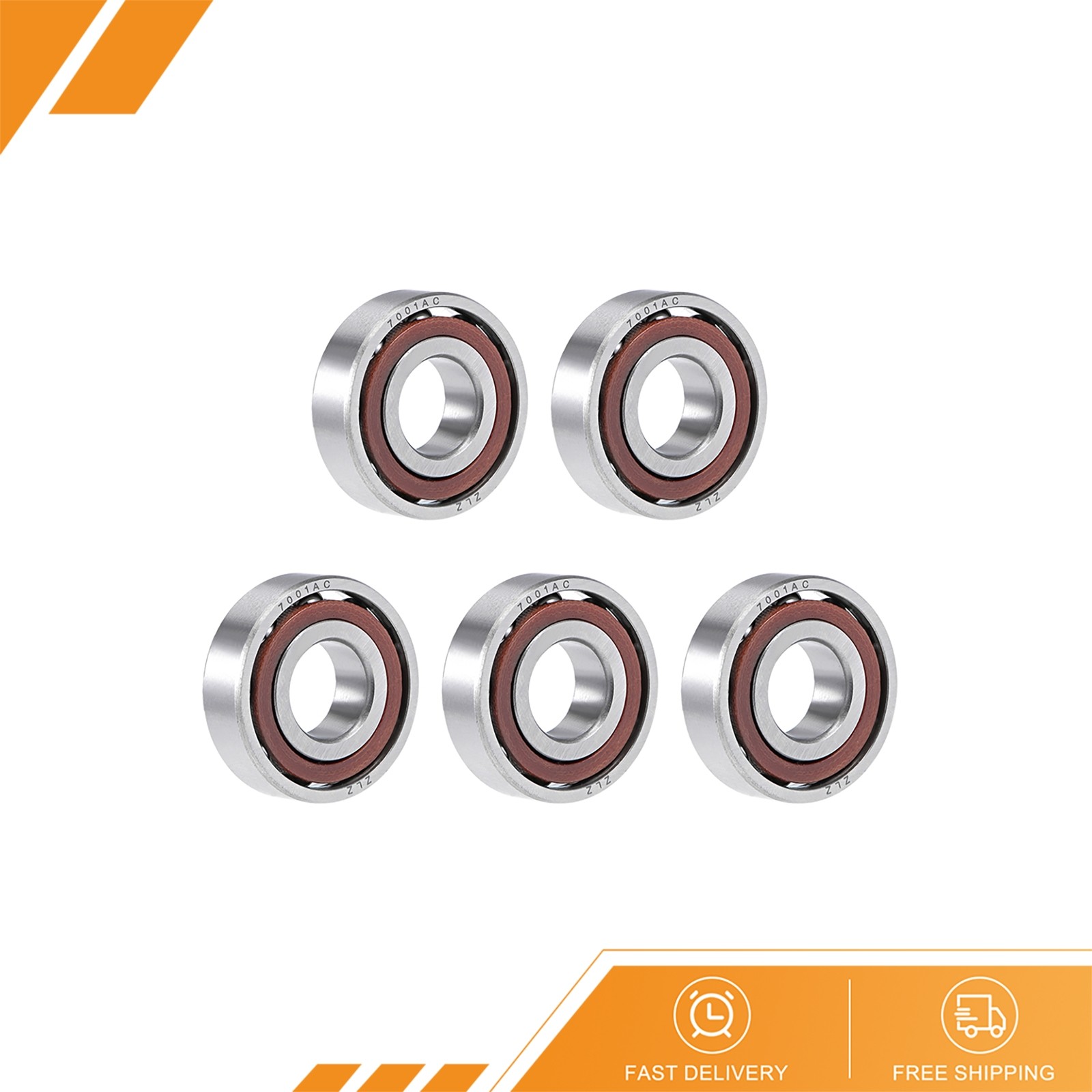 5pcs – 7001AC Angular Contact Ball Bearing Single Row Open 25°Contact Angle