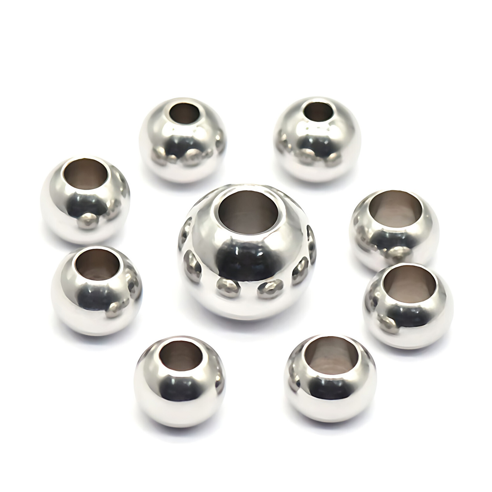 Ø 2mm-60mm Stainless Steel Silver Round Spacer Beads Jewelry Finding Loose Beads