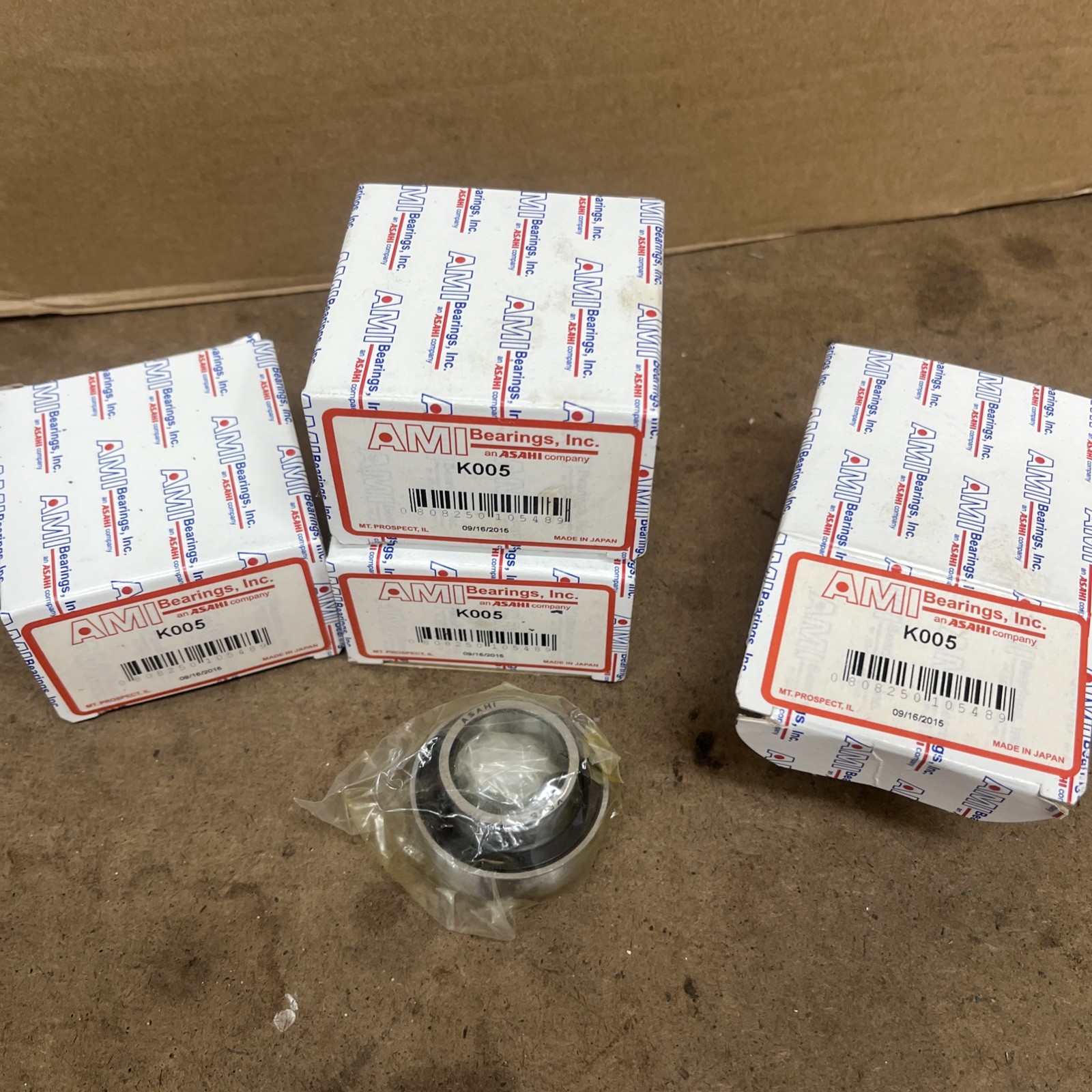 Qty.4 Asahi Insert Ball Bearing K005 AMI Bearings NOS