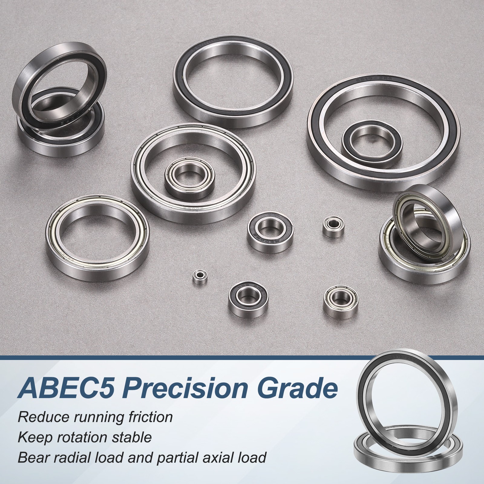 8Pcs 6810 2RS 50mmx65mmx7mm Rubber Shielded Deep Groove Ball Bearing, Black