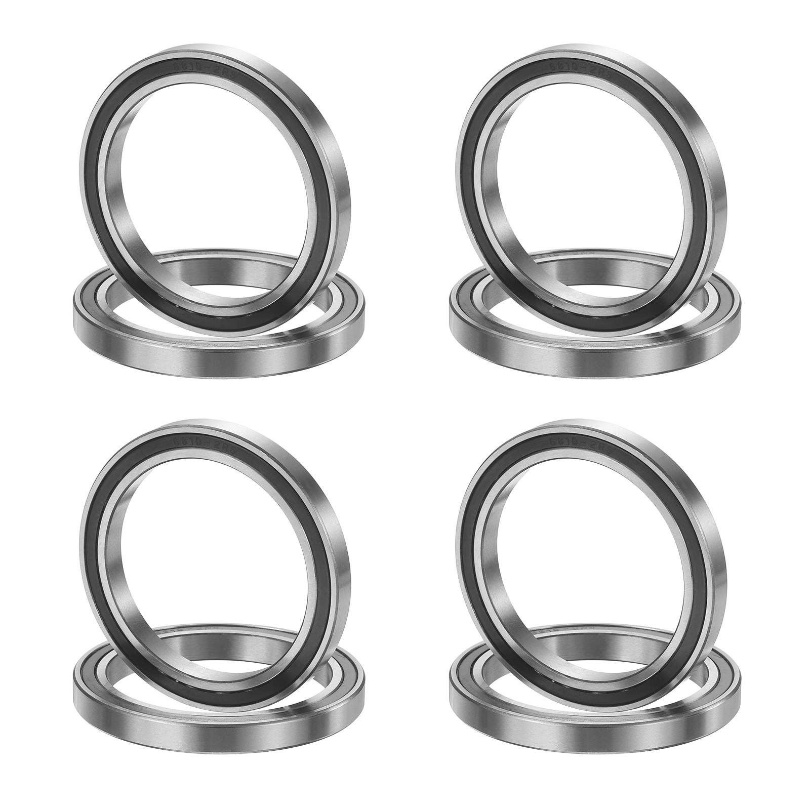 8Pcs 6810 2RS 50mmx65mmx7mm Rubber Shielded Deep Groove Ball Bearing, Black