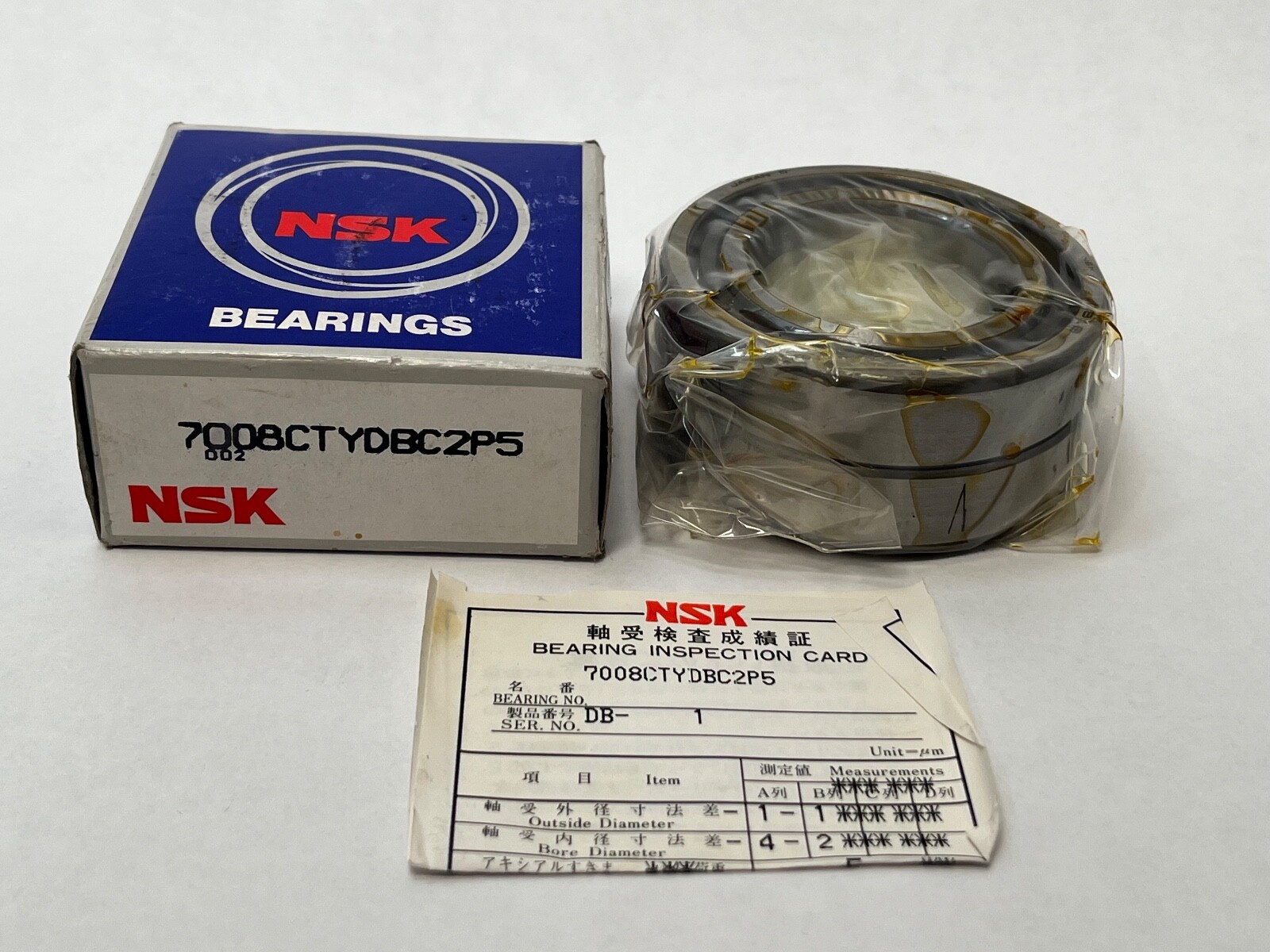 NSK 7008CTYDBC2P5 Bearing 40x68x15 mm 7008C 7008-C-TY-DB-C2-P5 Japan 2 Pcs