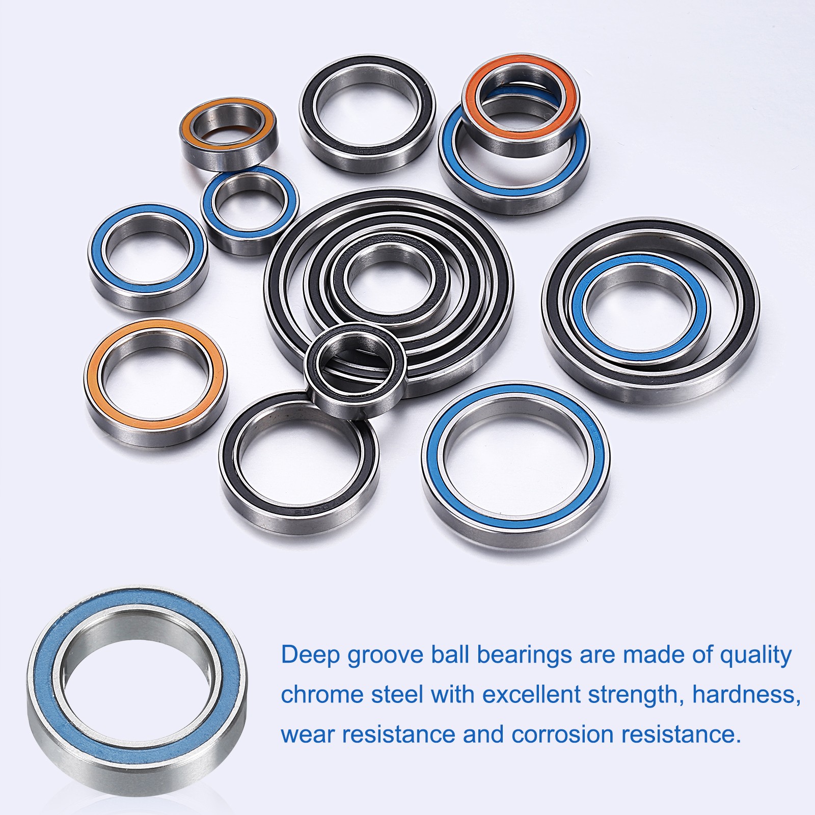 8pcs 6700-2RS Deep Groove Ball Bearings 10x15x4mm, P6(ABEC3) Blue