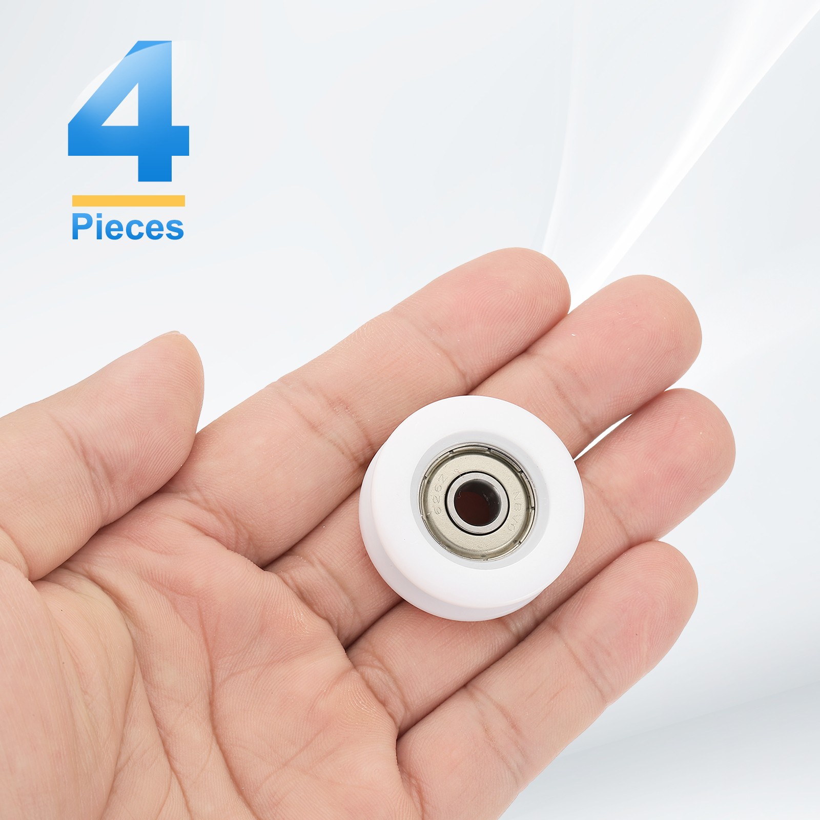 4Pcs Groove Nylon Plastic Guide Bearing 6x31x10mm Pulley Roller (White)