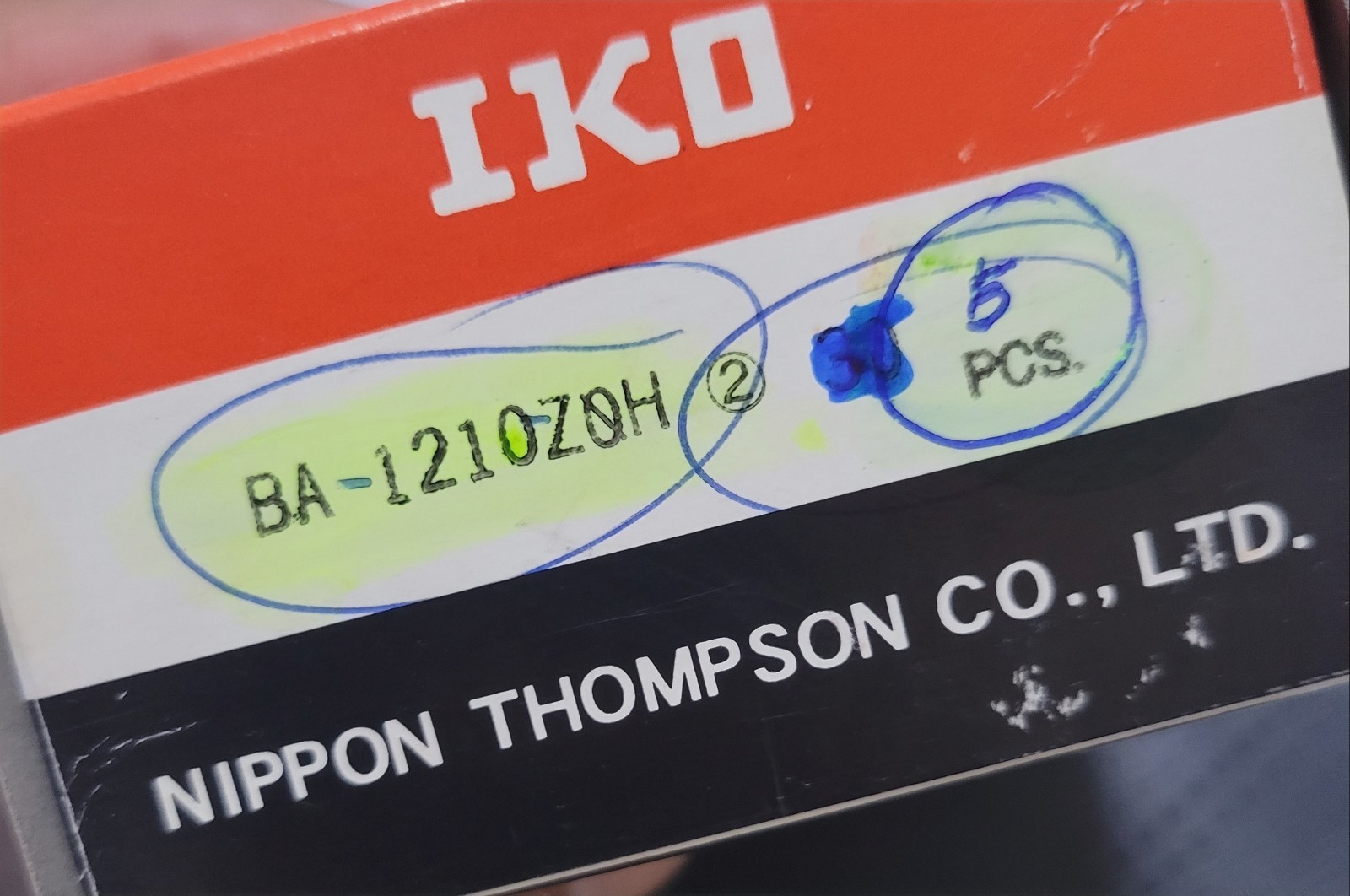 BA-1210-ZOH IKO Needle Roller Bearing IKO/ SCE 1210 3/4 x 1 x 5/8.( Lot 5 Pcs)