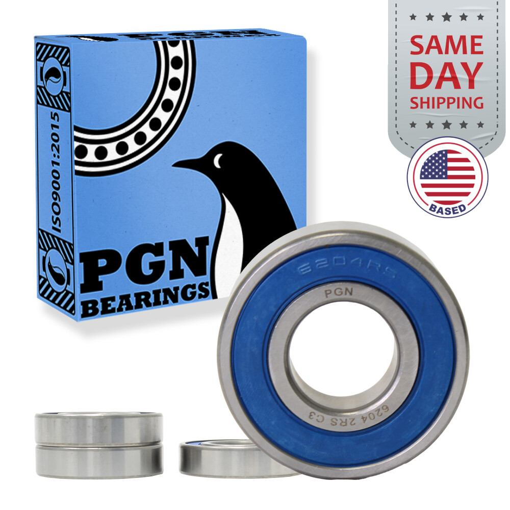 (4) 6204-2RS Premium Rubber Seal Ball Bearing C3 EMQ, 20x47x14, 6204 2RS 6204rs