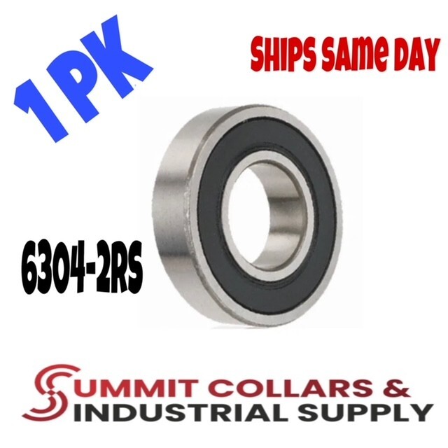 6304-2RS Ball Bearing Premium Rubber Sealed 20x52x15 mm (Qty 1)