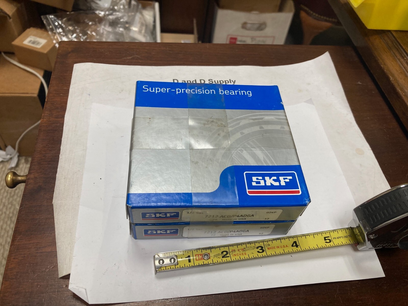 Matched Set of 2, SKF 7212 ACD/P4ADGA, Super Precision Bearings, 60x110x44mm