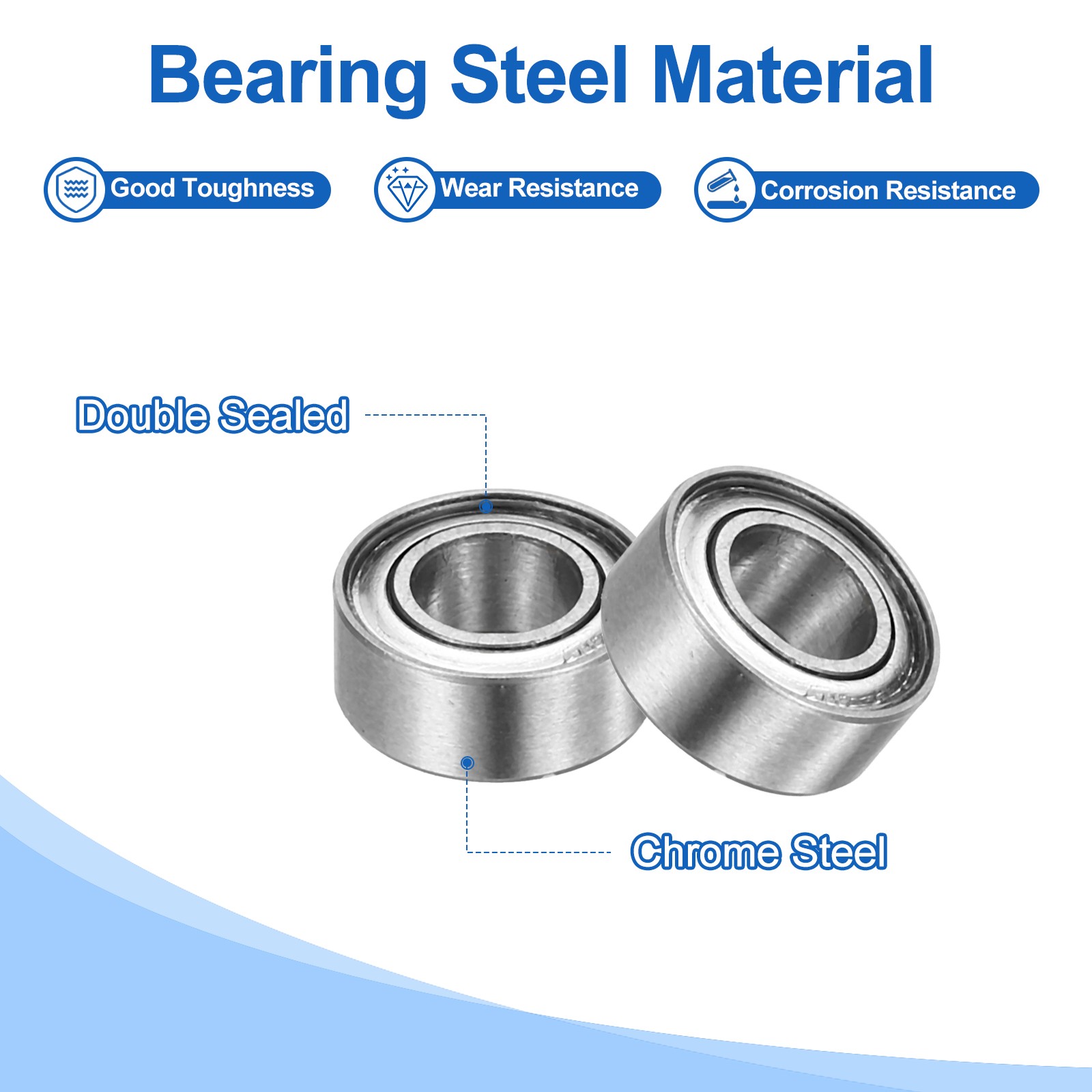 8pcs R155ZZ 5/32″ ID x 5/16″ OD x 1/8″ Height Z3 Ball Bearings, Silver Tone