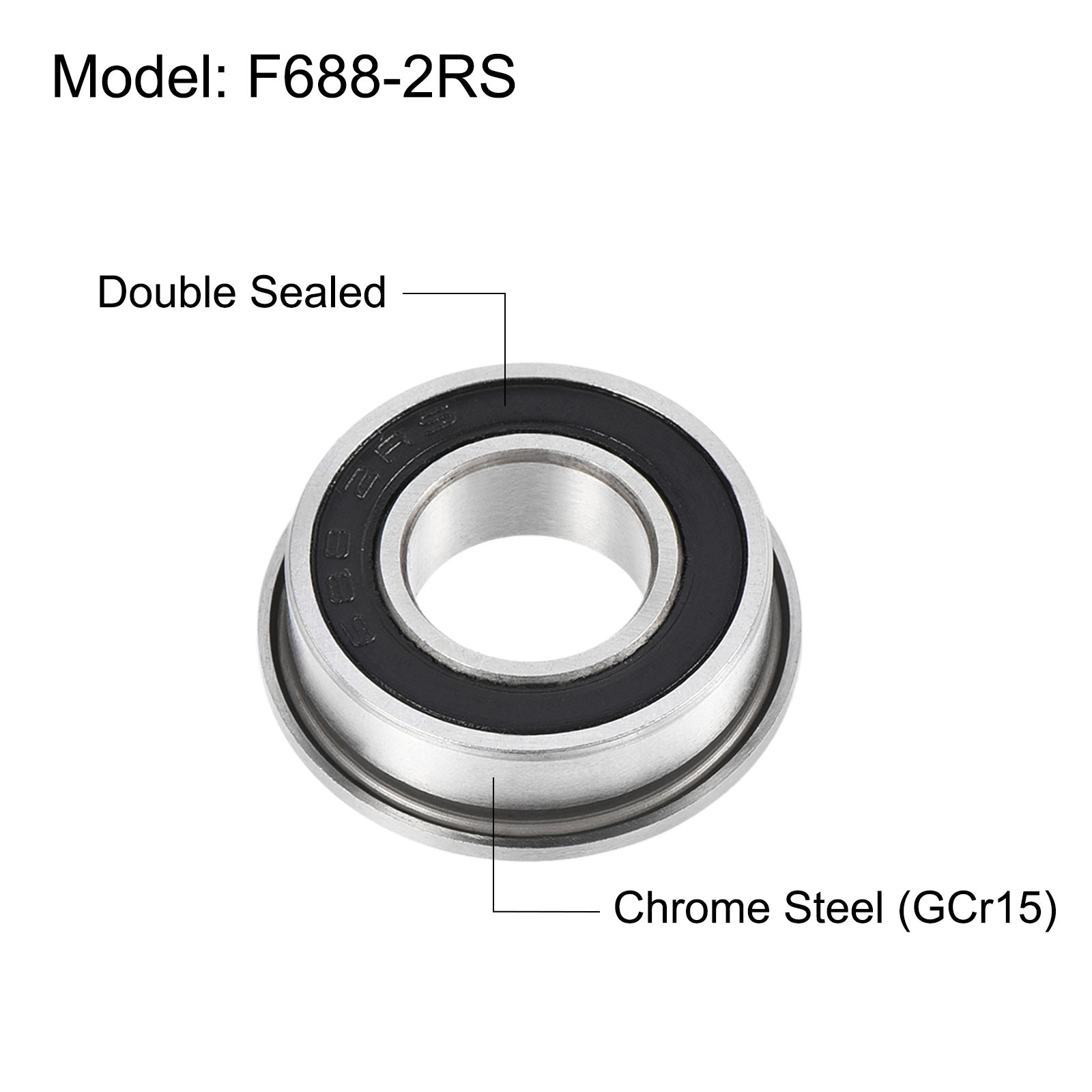 F688-2RS Flanged Ball Bearing 8x16x5mm Double Sealed Flange Bearings 20pcs