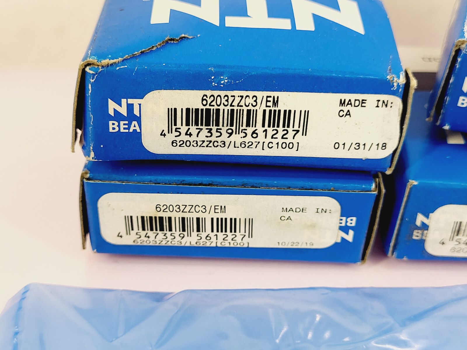 (4) NTN 6203ZZC3/EM Single Row Deep Groove Bearing (17mm ID, 40mm OD, 12mm W)