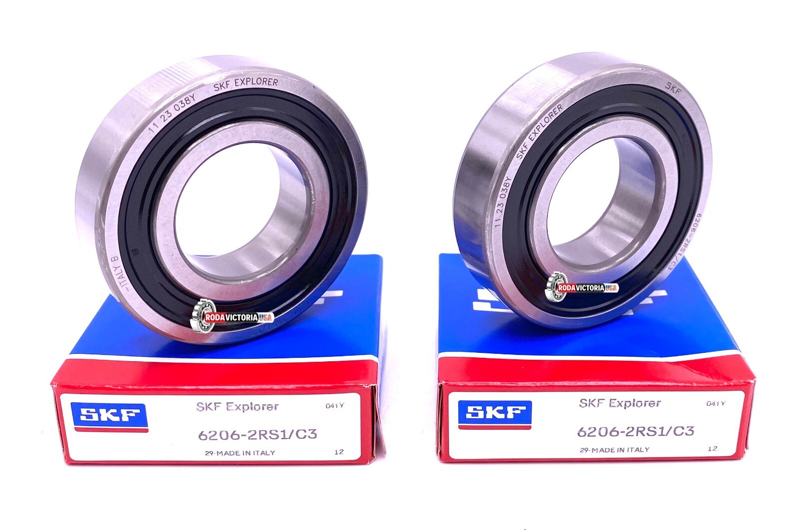SKF 6206 2RS1 C3 Deep Groove Ball Bearing, Rubber Sealed (SET of 2) 2 30x62x16 m