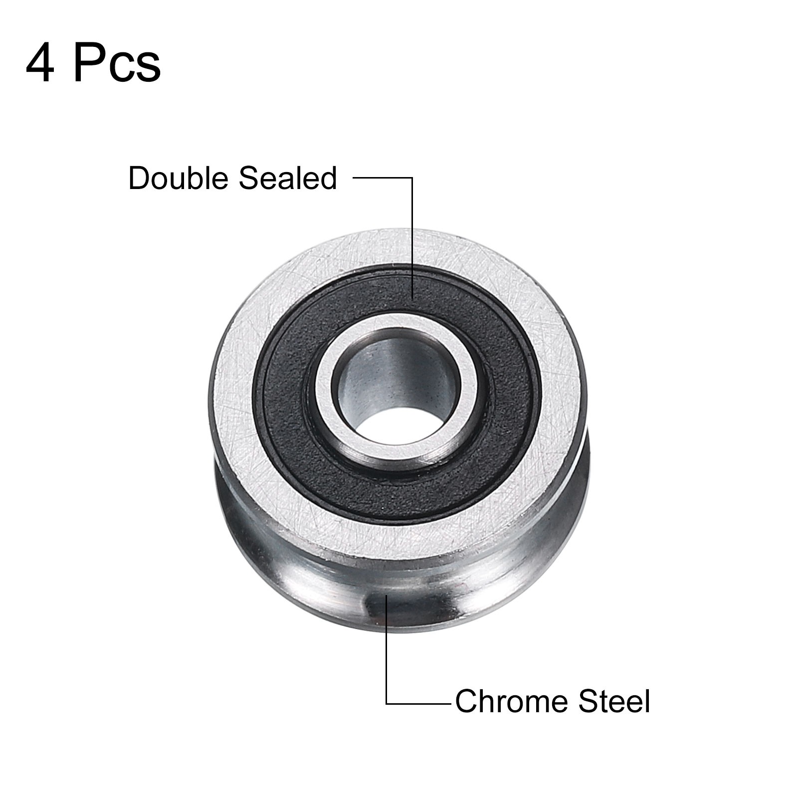 4pcs SG10 U Groove Track Guide Bearing 4x13x6mm U Groove Roller Wheel