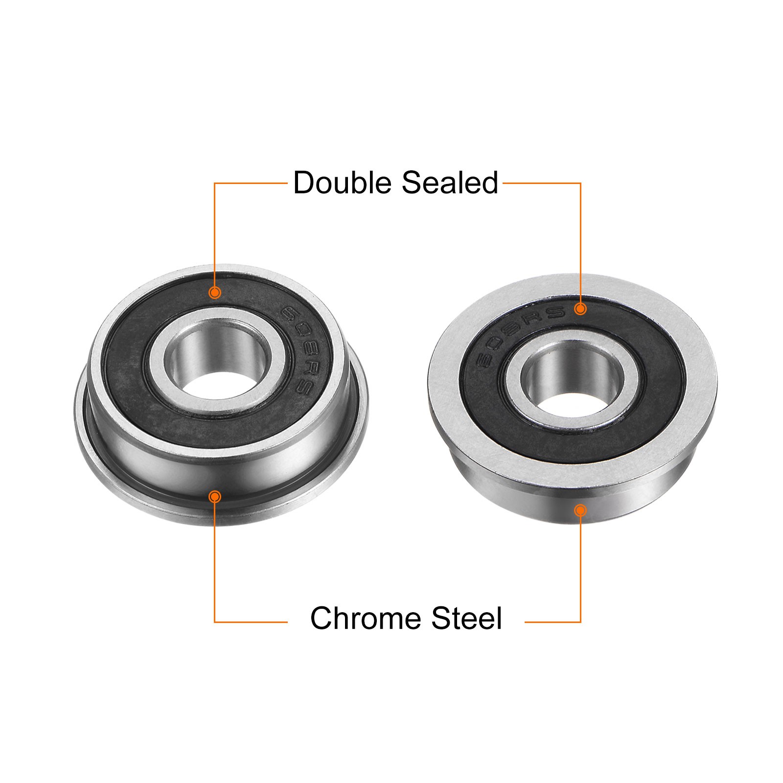 F608-2RS Flanged Ball Bearing 10pcs 8x22x7mm ABEC1 Flange Bearings