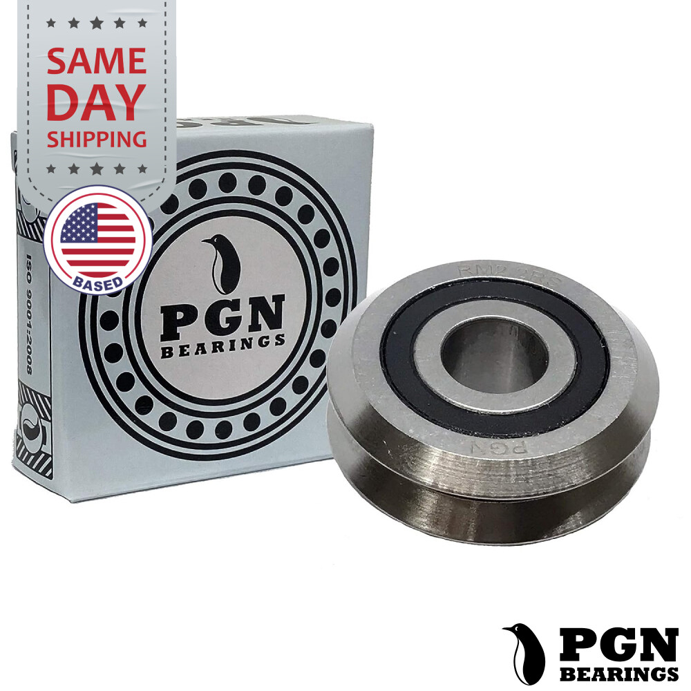(8) RM2-2RS 3/8″ Premium Rubber Sealed V W Groove Roller Ball Bearing V-Guide