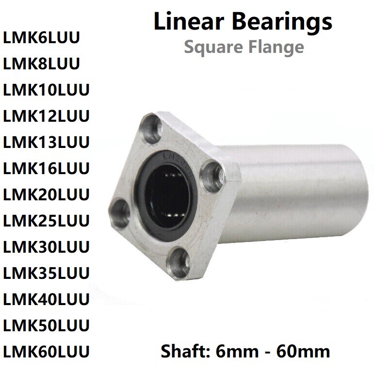 LMK6LUU – LMK60LUU Long Type Square Flange Linear Motion Bushing Bearing 6- 60mm