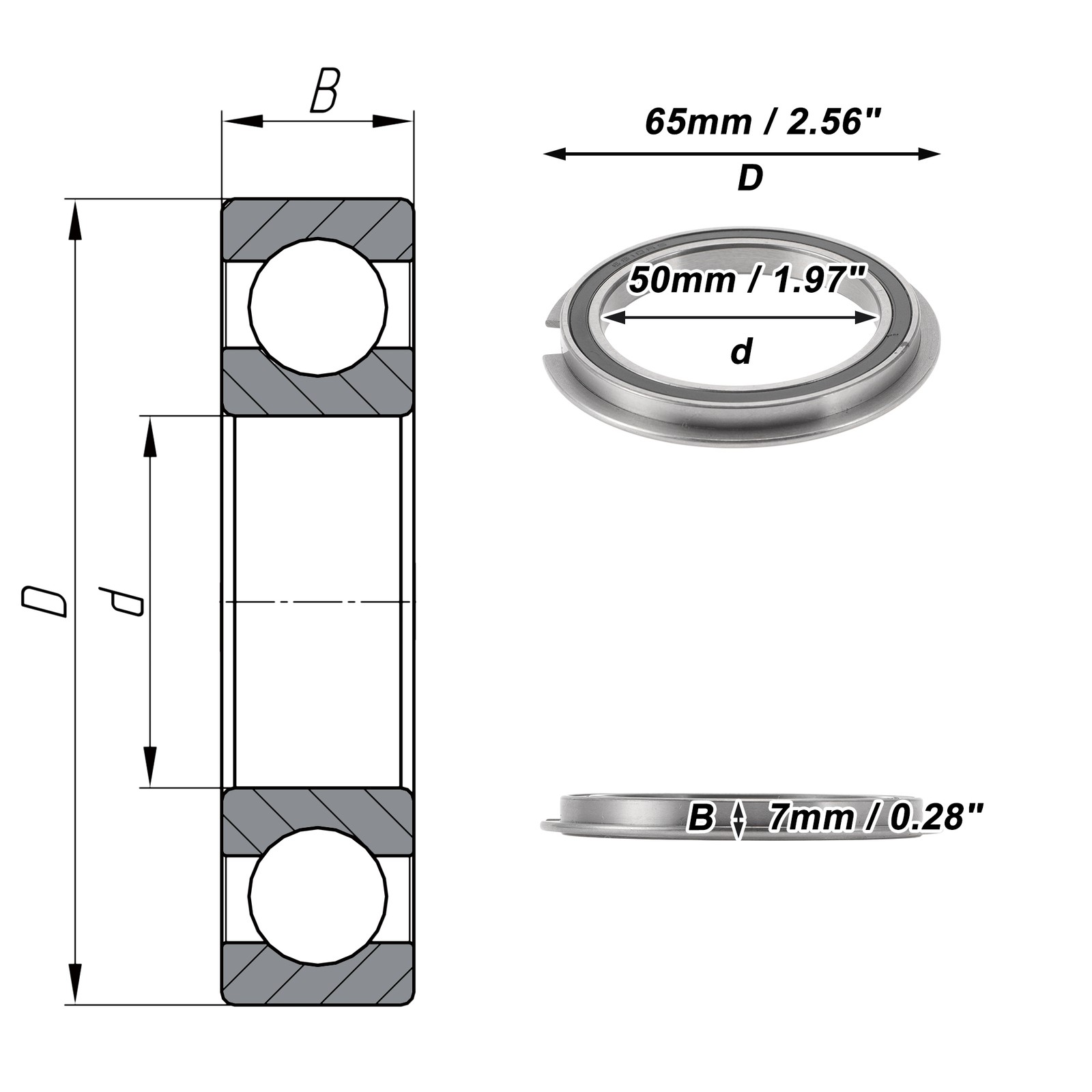 Ball bearing 6810NR2RS 50x65x7mm for scooters and skateboards