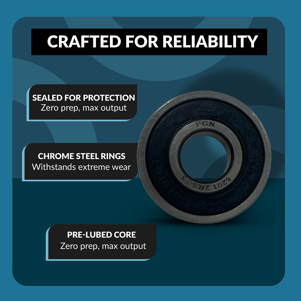 (10) 6201-2RS Premium Rubber Seal Ball Bearing C3 EMQ, 12x32x10, 6201 2RS 6201rs