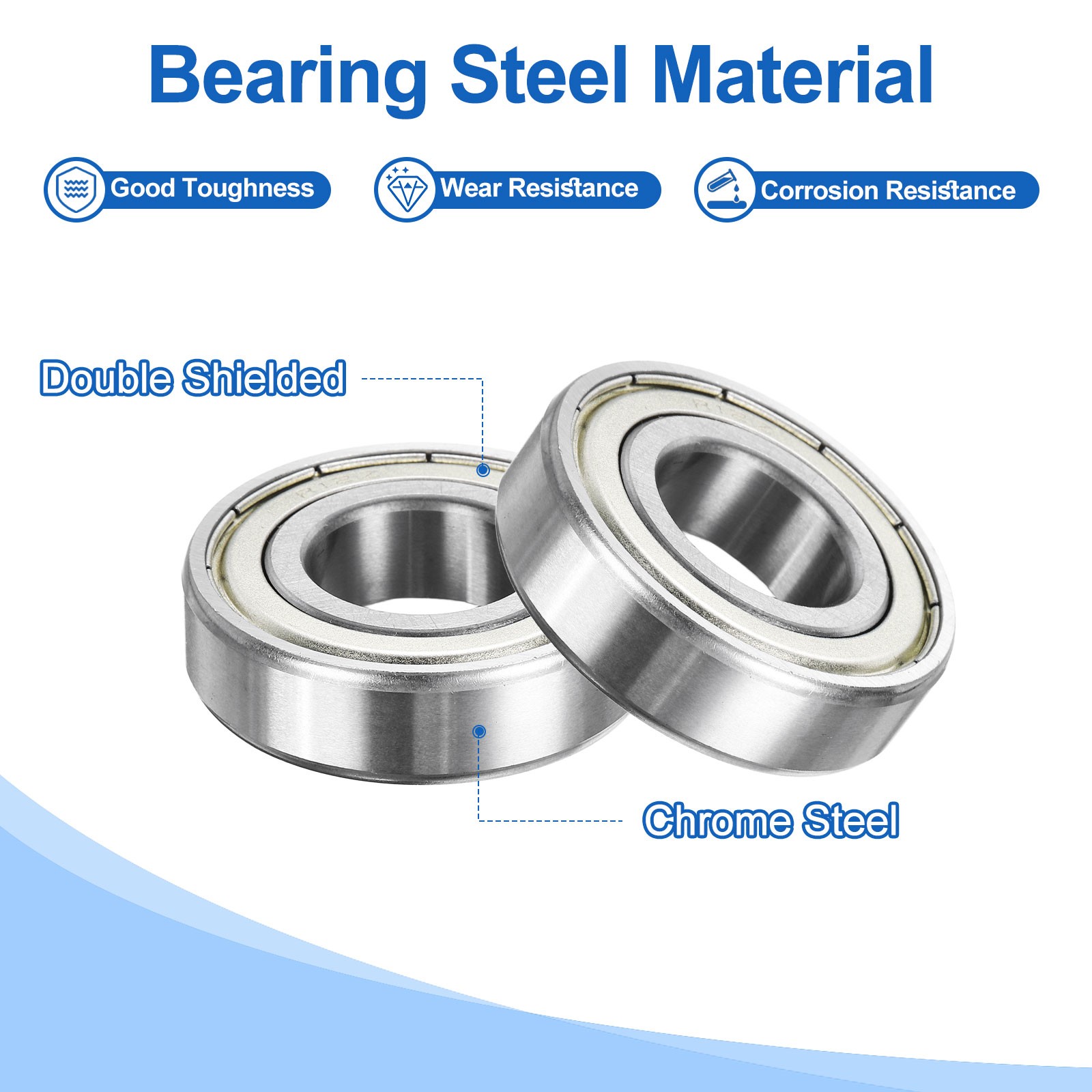 4Pcs R12ZZ 23/32″ ID x 1-5/8″ OD x 7/16″ Height Z3 Ball Bearings, Silver Tone