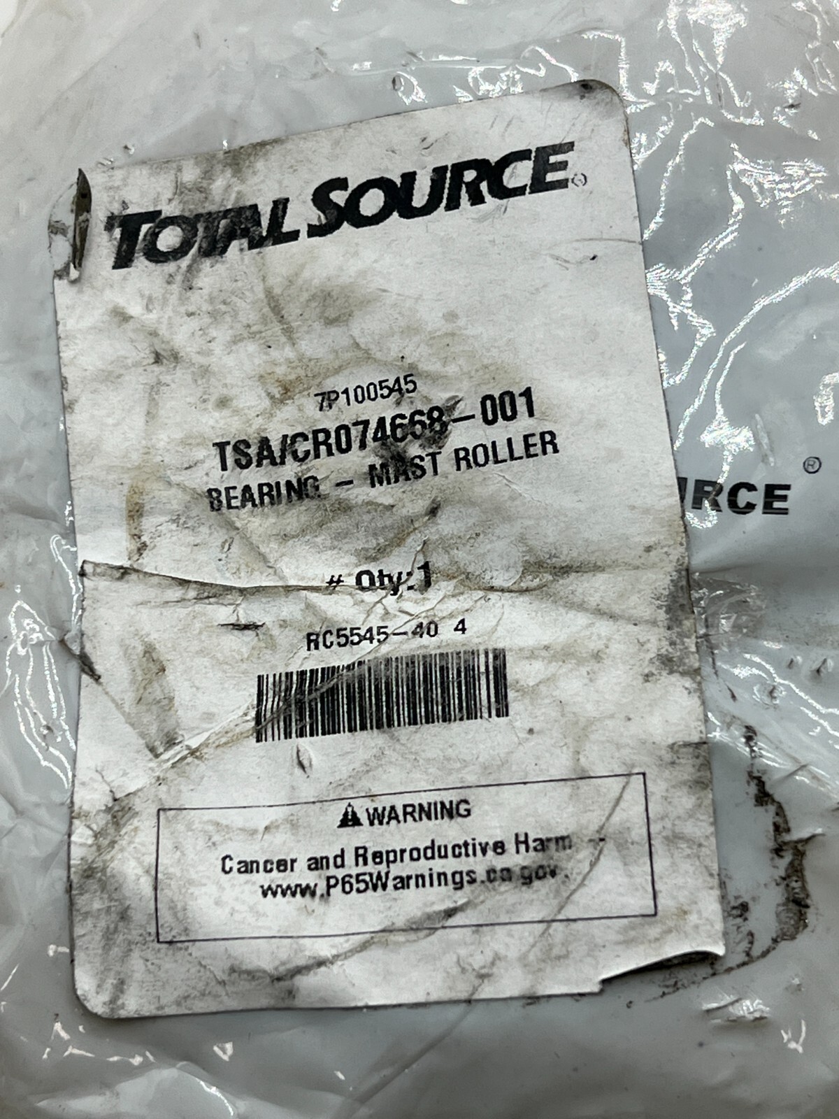 Total Source Mast Roller Bearing Silver Stainless Steel CR074668-001