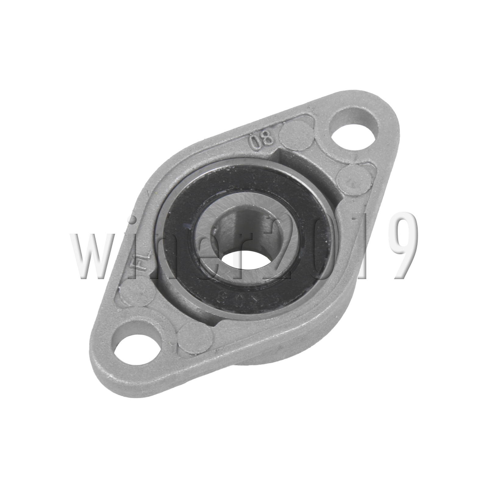 Zinc Alloy Flanged Mounted Pillow Block Bearings KFL08 8mm Bore Silver Pack of 2