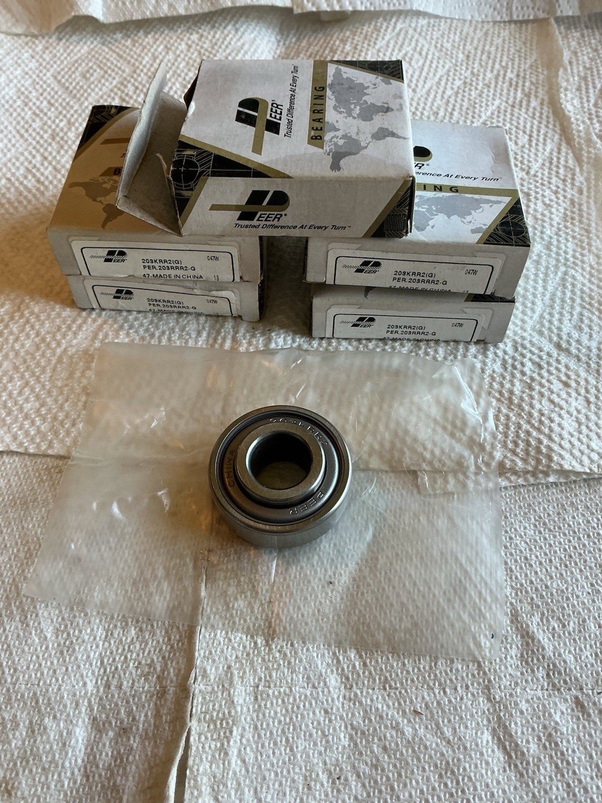 (5) PEER # 203KRR2(G) / RADIAL BALL BEARING, SHIELDED BOTH SIDES.