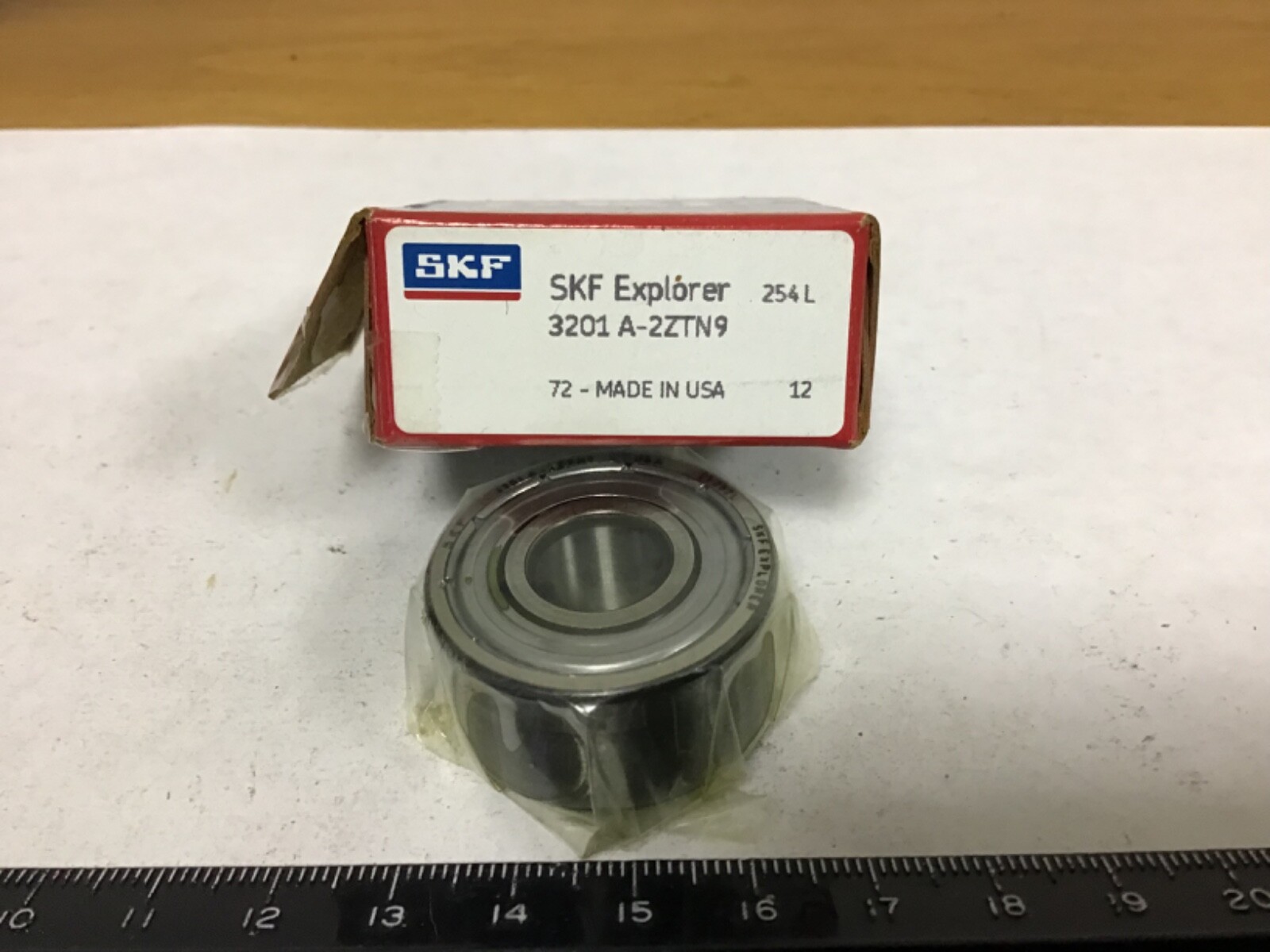 New SKF 3201 A-2ZTN9 Angular Contact Bearing, 12mm ID, 32mm OD, .625″ Width
