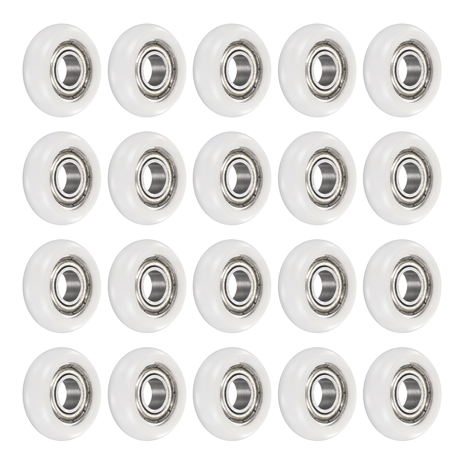 20Pcs 6x18x6mm Metal Shielded (GCr15) Chrome Steel Bearing+POM Guide, White