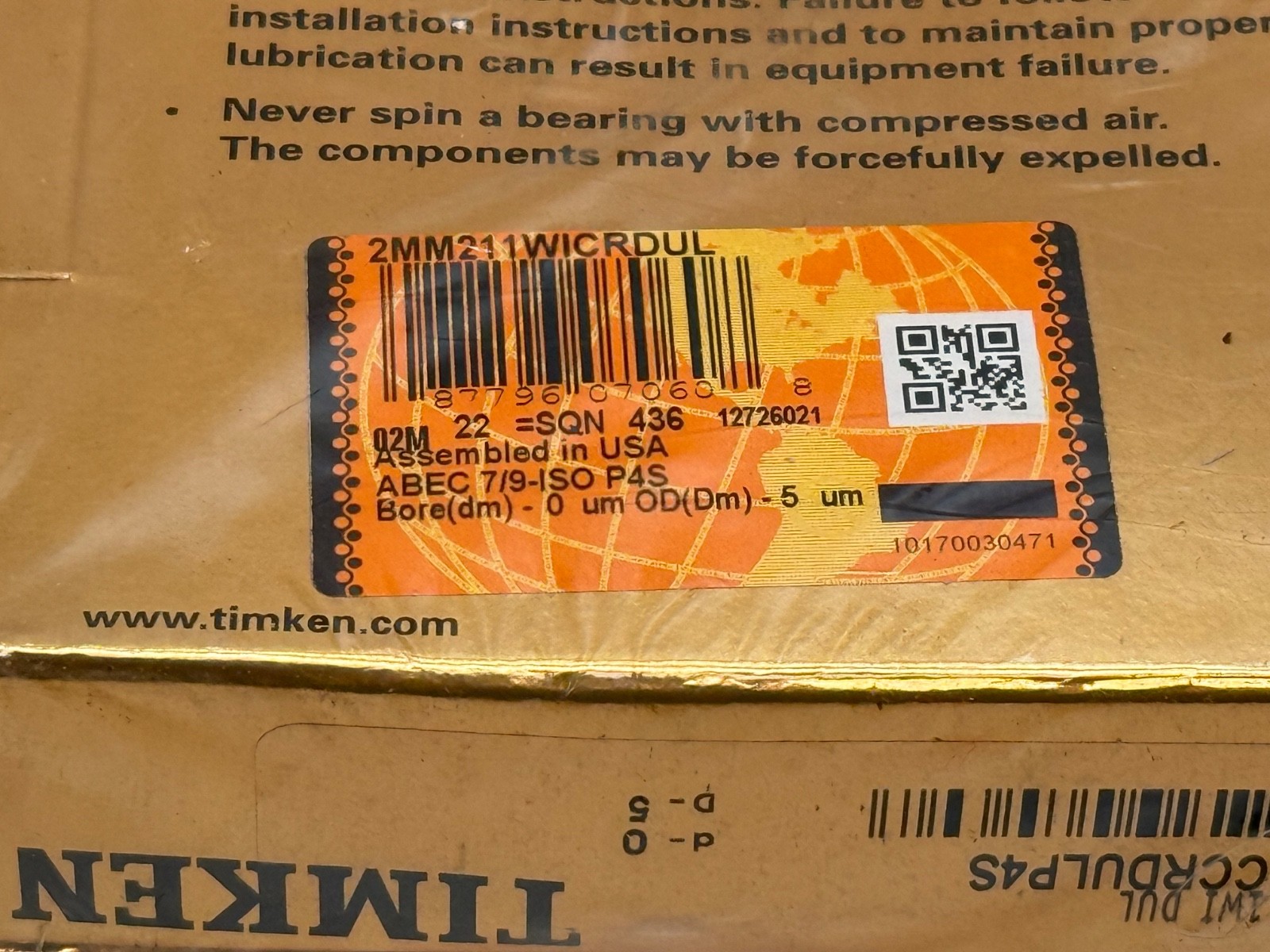 Timken 2MM211WI-DUL Angular Bearing 55x100x21mm 7211CCRDULP4S 2 Pcs