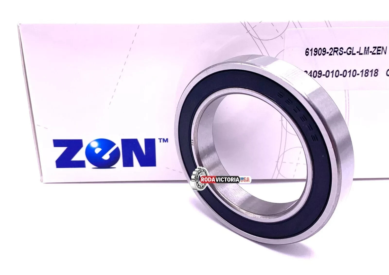 ZEN 61909 2RS Deep Groove Ball Bearing, Rubber Sealed 6909 45x68x12 mm