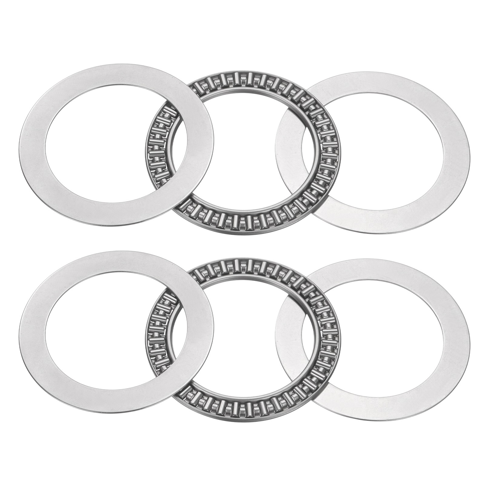 2 Pcs 55x78x5mm AXK5578 Chrome Steel Needle Roller Thrust Bearings w Washers