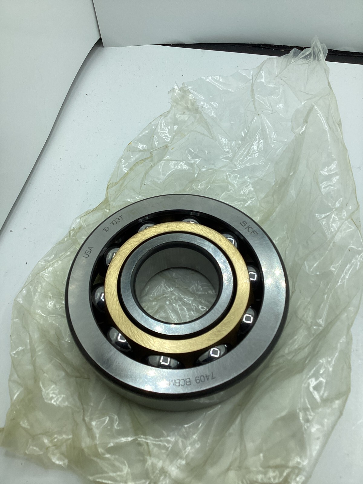 SKF Genuine 7409 BCBM Single Row Angular Contact Ball Bearing Machined Brass