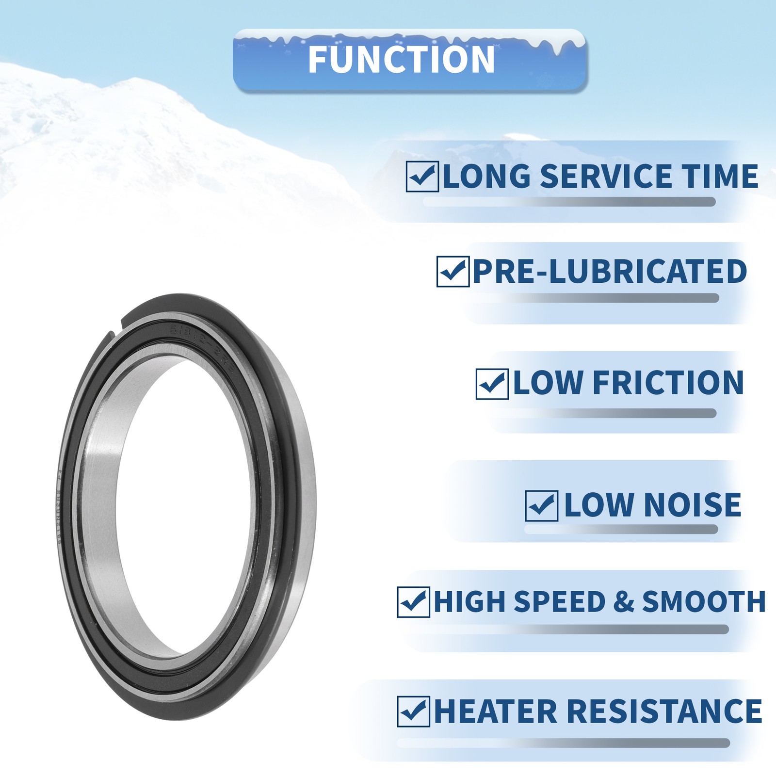 6812NR2RS 60x78x10mm Silver and Black Ball Bearing for