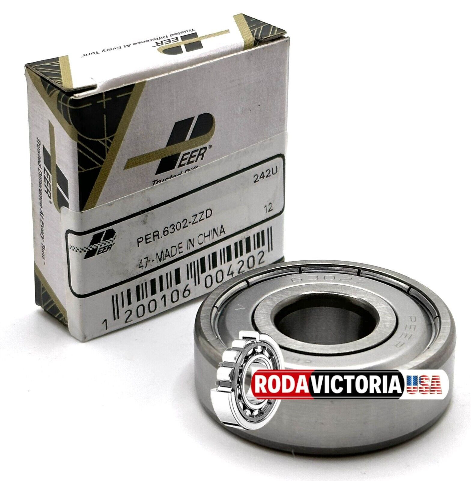 PEER 6302 2ZZD DEEP GROOVE BALL BEARING METAL SHIELDED 15x42x13mm