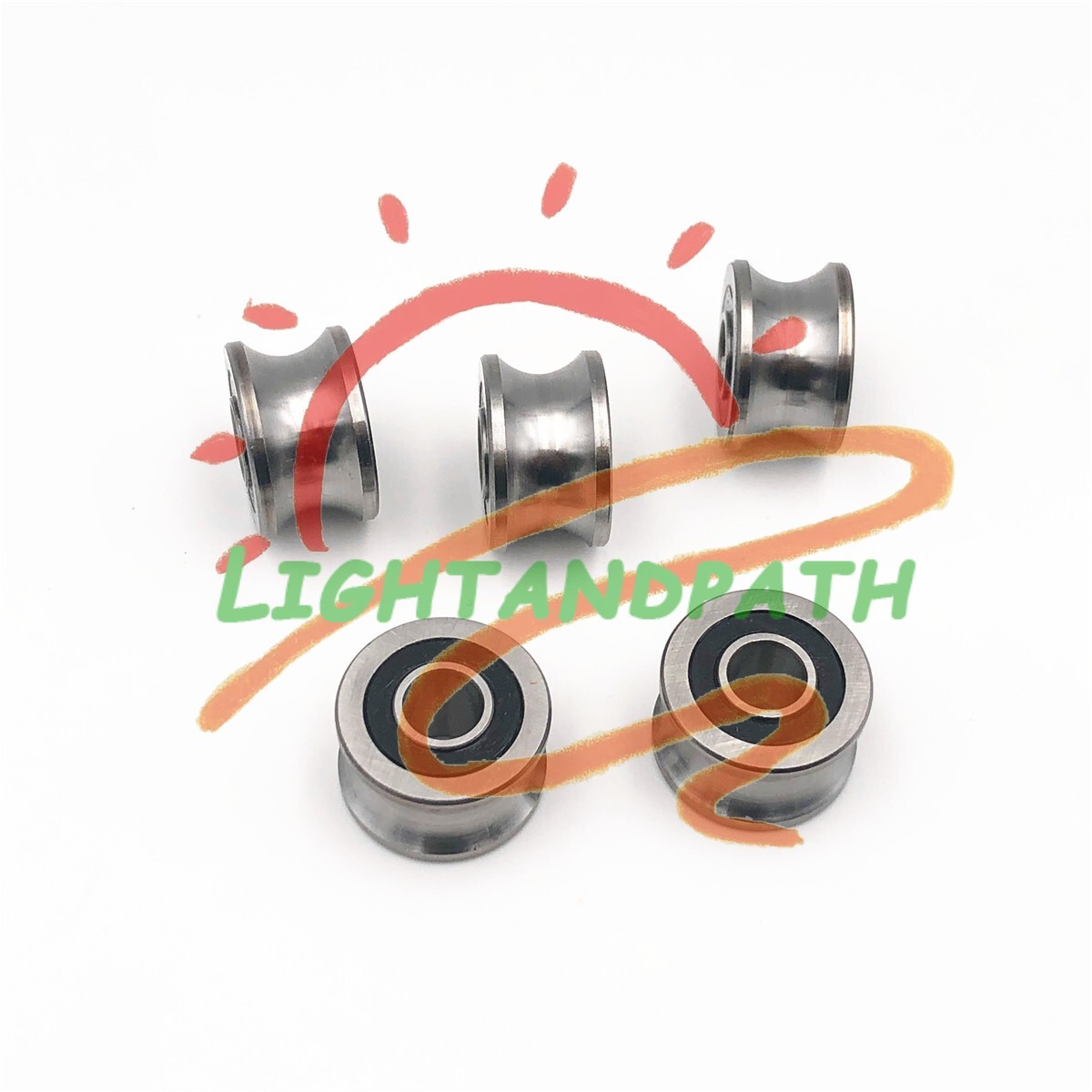 5pcs U22 8×22.5×13.5mm U Groove Pulley Guide Track Rail Roller Ball Bearing #Li
