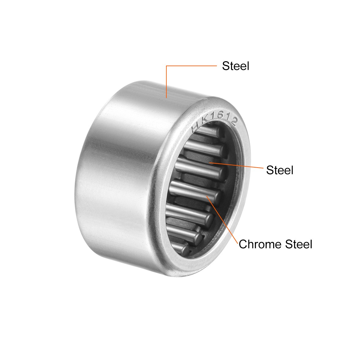 HK1612 Needle Roller Bearings 16mm x 22mm x 12mm Chrome Steel Open End 5pcs