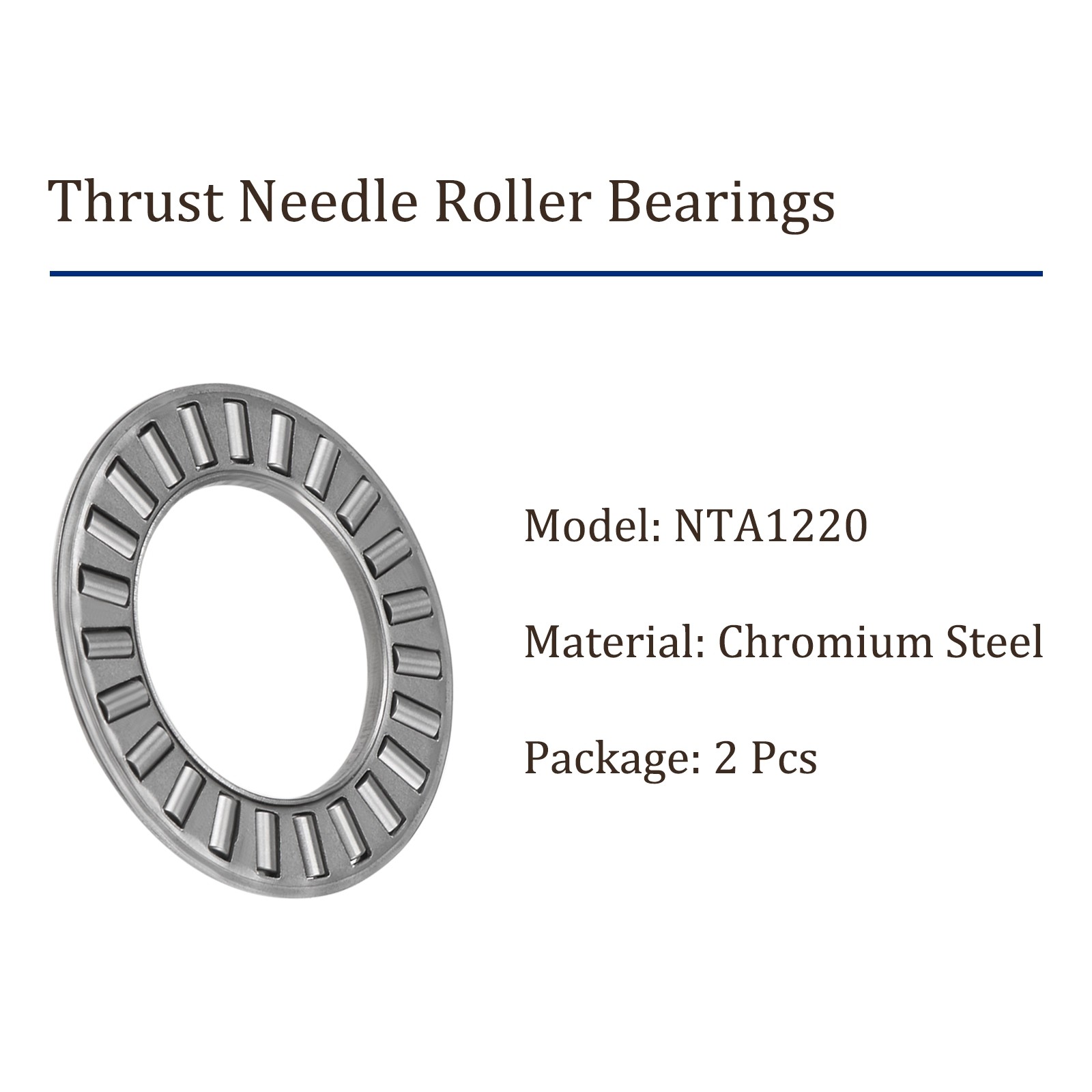 2pcs NTA1220 Thrust Needle Roller Bearings 3/4″Bore x 1-1/4″ OD X5/64 Inch Width