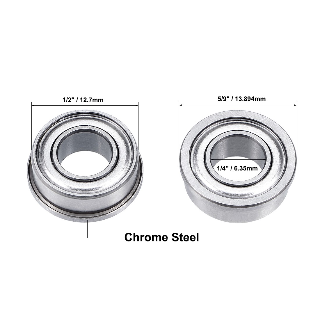 5pcs FR188ZZ Flange Ball Bearing 1/4″x1/2″x3/16″ Double Shielded GCr15 Bearings